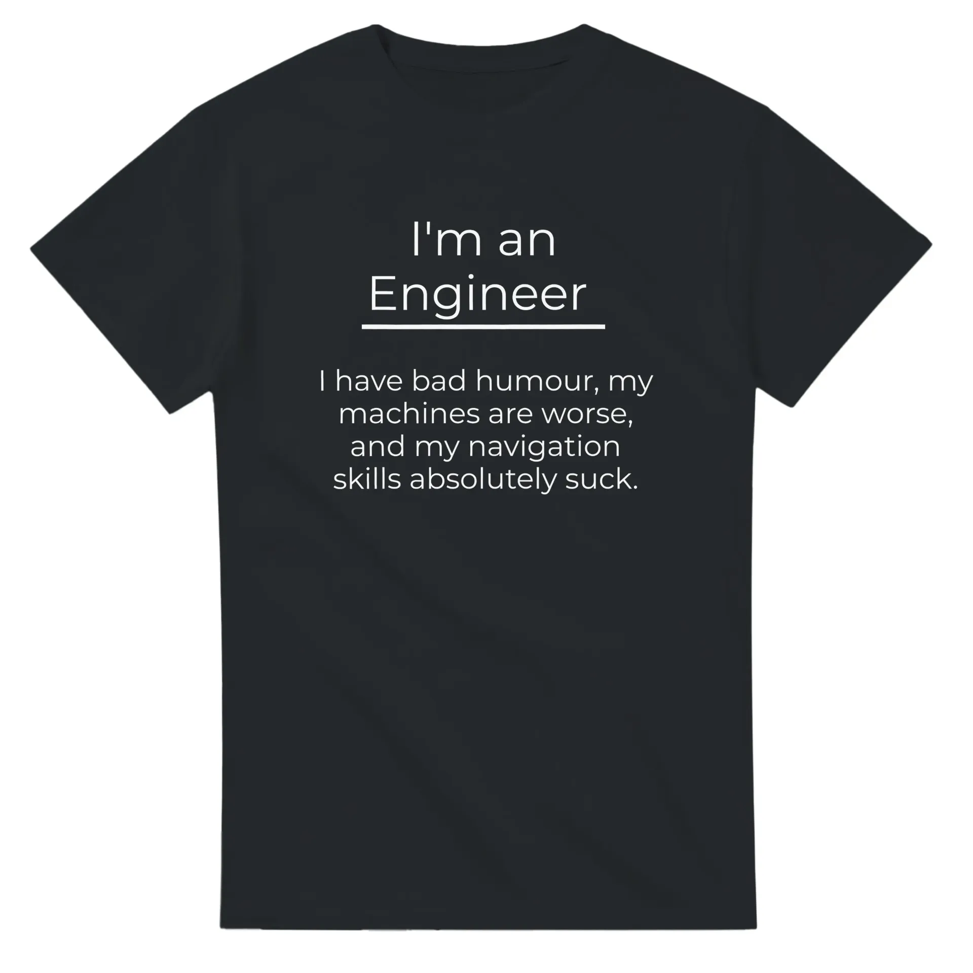 Bad Humour Engineer | Heavyweight Unisex Crewneck T-shirt (Black, S)